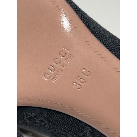 Gucci Monogram Bamboo Heel Pumps Authentic Black GG Canvas NEW Size 36 C - Picture 6 of 11